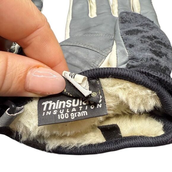 Gore Tex leather gloves in grey and white - Picture 7 of 8